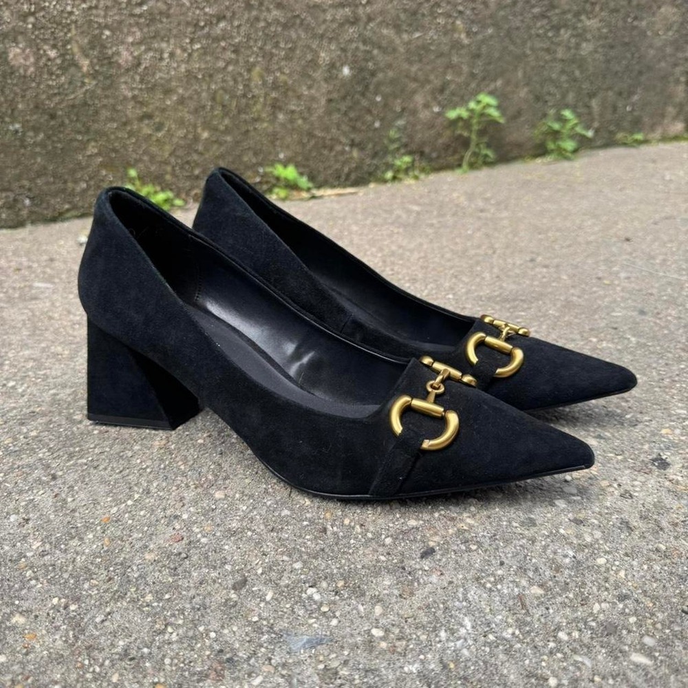 Jeffrey Campbell Lasting 2 Pump Women's Size 10 Black Gold‎ Heels Pointed Toe